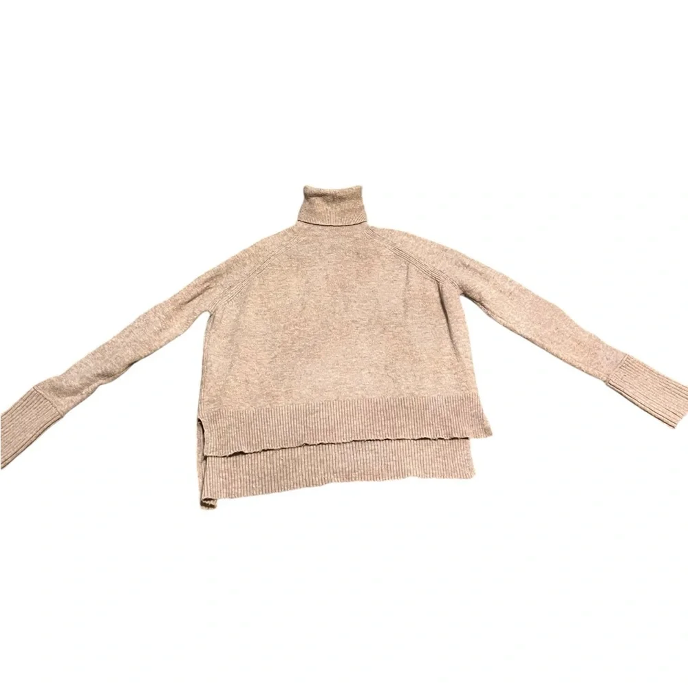 J.Crew Taupe High-Low Boxy Turtleneck Sweater Size XS